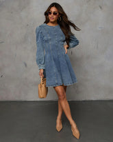 Remington Denim-Strickkleid